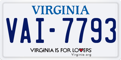 VA license plate VAI7793