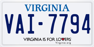 VA license plate VAI7794