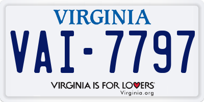 VA license plate VAI7797