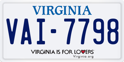 VA license plate VAI7798