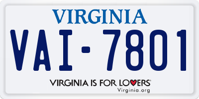 VA license plate VAI7801