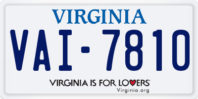 VA license plate VAI7810