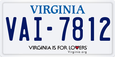 VA license plate VAI7812