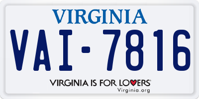 VA license plate VAI7816