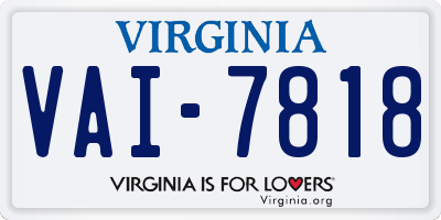 VA license plate VAI7818