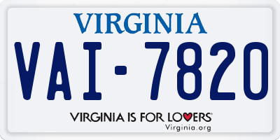 VA license plate VAI7820