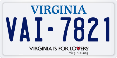 VA license plate VAI7821