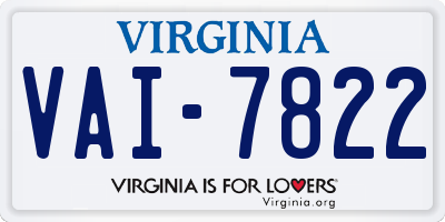VA license plate VAI7822