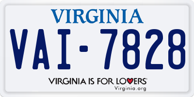 VA license plate VAI7828