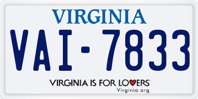 VA license plate VAI7833