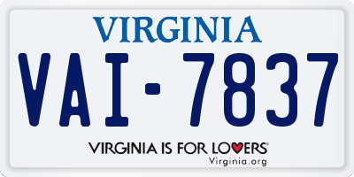VA license plate VAI7837