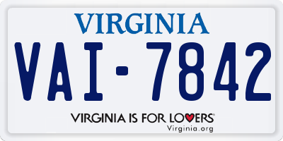 VA license plate VAI7842