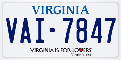 VA license plate VAI7847
