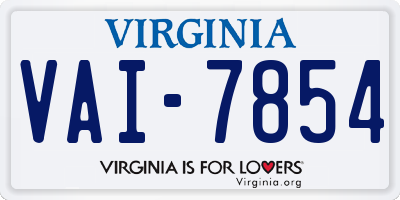 VA license plate VAI7854