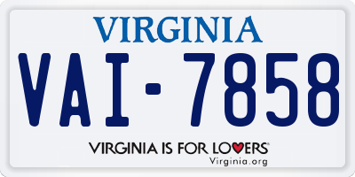 VA license plate VAI7858