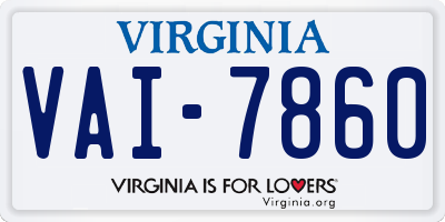 VA license plate VAI7860