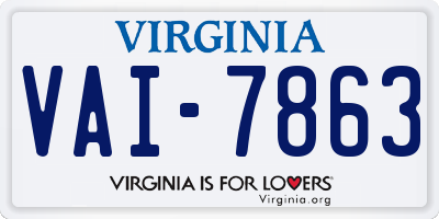 VA license plate VAI7863