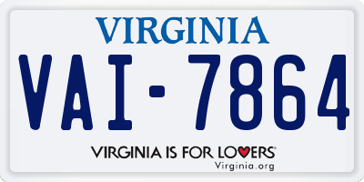 VA license plate VAI7864