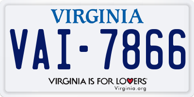 VA license plate VAI7866