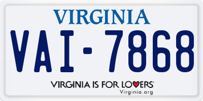 VA license plate VAI7868