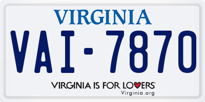 VA license plate VAI7870