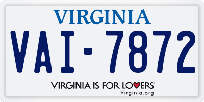 VA license plate VAI7872