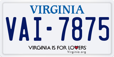 VA license plate VAI7875