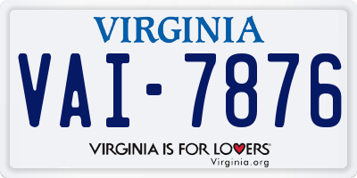 VA license plate VAI7876