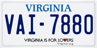 VA license plate VAI7880