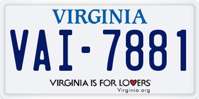 VA license plate VAI7881