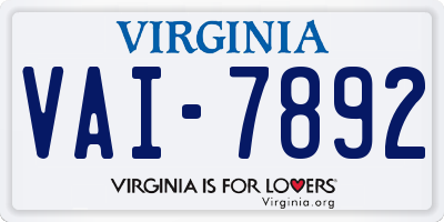 VA license plate VAI7892