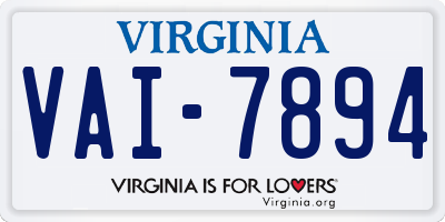 VA license plate VAI7894