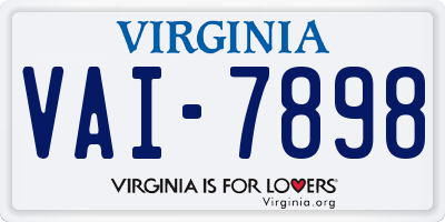 VA license plate VAI7898