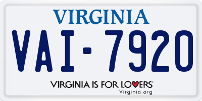 VA license plate VAI7920
