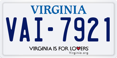 VA license plate VAI7921