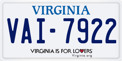 VA license plate VAI7922