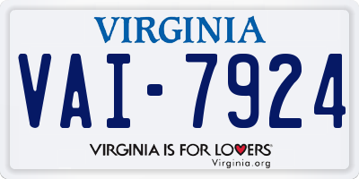 VA license plate VAI7924