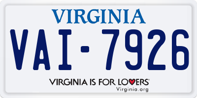 VA license plate VAI7926