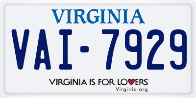 VA license plate VAI7929