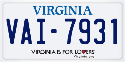VA license plate VAI7931