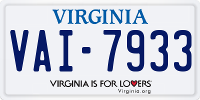 VA license plate VAI7933