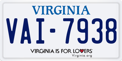 VA license plate VAI7938
