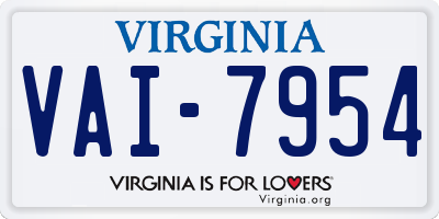 VA license plate VAI7954