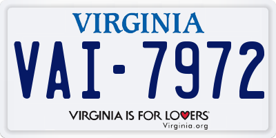 VA license plate VAI7972