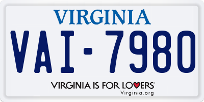 VA license plate VAI7980