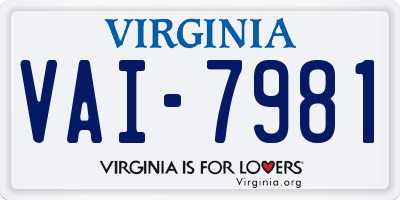 VA license plate VAI7981