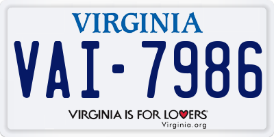 VA license plate VAI7986