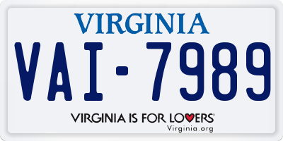 VA license plate VAI7989