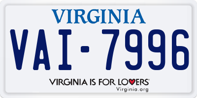VA license plate VAI7996