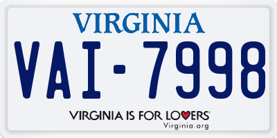 VA license plate VAI7998